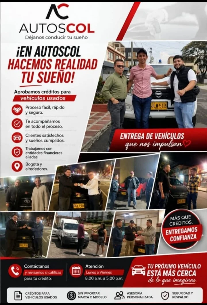 Aviso de Autoscol: aprobamos créditos para vehículos usados en Bogotá y alrededores